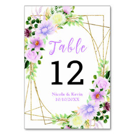 Spring Purple Flowers with Foliage テーブルナンバー