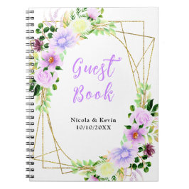 Spring Purple Flowers with Foliage ノートブック