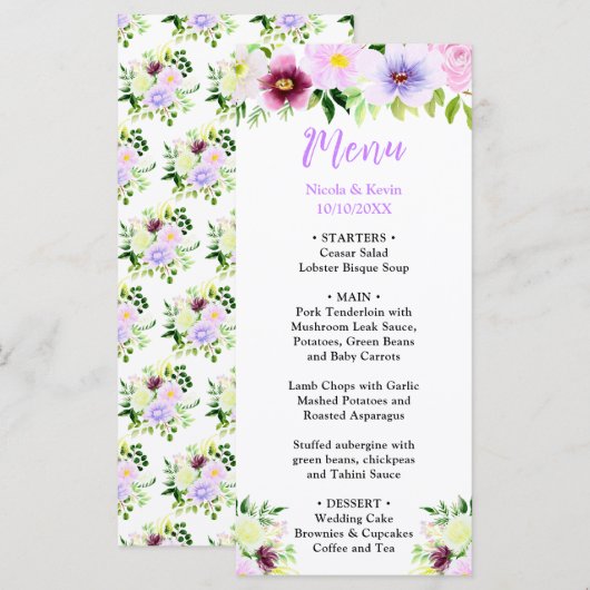 Spring Purple Flowers with Foliage メニュー (正面/裏面)