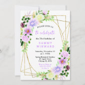 Spring Purple Flowers with Foliage 招待状 (正面)