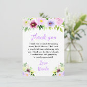 Spring Purple Flowers with Foliage Bridal Shower サンキューカード (スタンド正面)