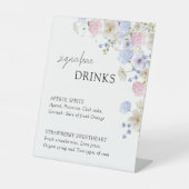 Spring Purple Pink Wildflowers Wedding Bar Menu 台座サイン (正面)