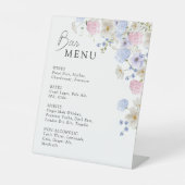 Spring Purple Pink Wildflowers Wedding Bar Menu 台座サイン (正面)