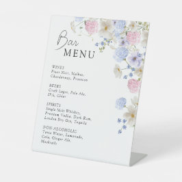 Spring Purple Pink Wildflowers Wedding Bar Menu 台座サイン