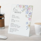 Spring Purple Pink Wildflowers Wedding Bar Menu 台座サイン (インサイチュ)