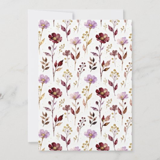 Spring Purple-Toned Botanical Branches Tiara XVs 招待状 (裏面)