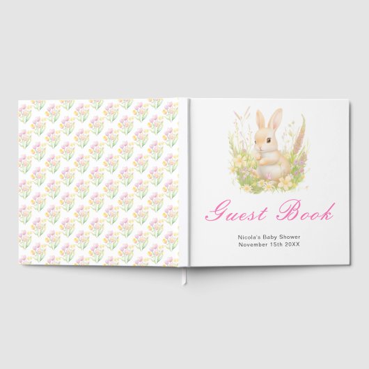 Spring Rabbit Baby Shower Guest Book ゲストブック (全面)