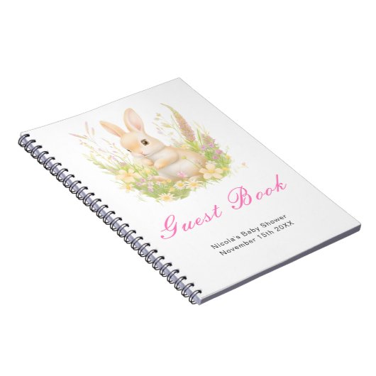 Spring Rabbit Baby Shower Guest Book ノートブック (右側)