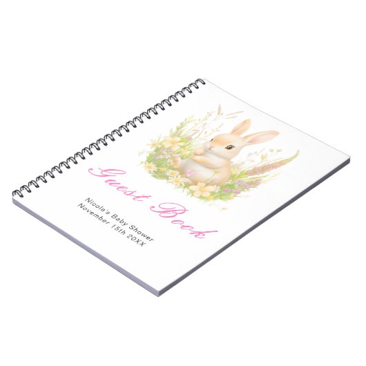Spring Rabbit Baby Shower Guest Book ノートブック (左側)