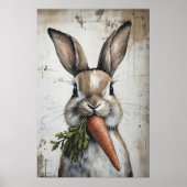 Spring Rabbit Carrot Print, Easter Bunny ポスター (正面)