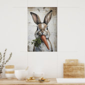 Spring Rabbit Carrot Print, Easter Bunny ポスター (キッチン)