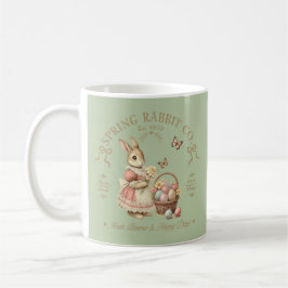Spring Rabbit Co Vintage Bunny Floral Art コーヒーマグカップ