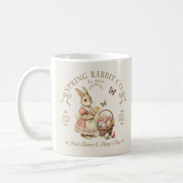 Spring Rabbit Co Vintage Bunny Floral Art コーヒーマグカップ