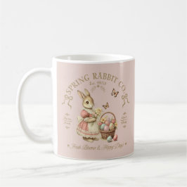 Spring Rabbit Co Vintage Bunny Floral Art コーヒーマグカップ