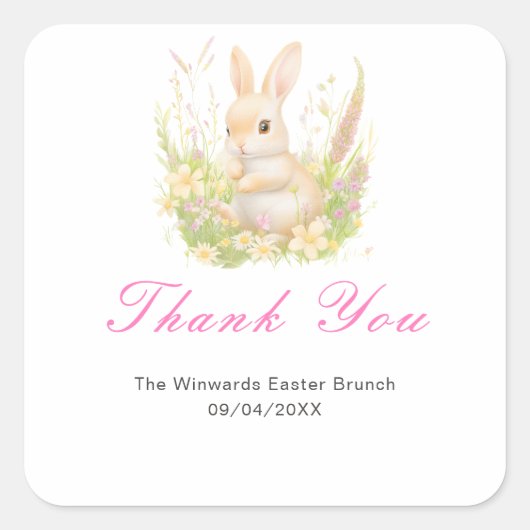 Spring Rabbit Easter Brunch スクエアシール (正面)