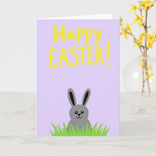 Spring Rabbit Season Greeting Card カード (黄色い花)