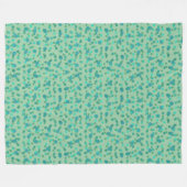 spring rain, aqua forest and sea green dots フリースブランケット (正面(横))
