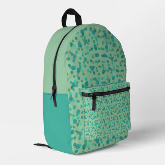 spring rain, aqua forest and sea green dots プリントバックパック