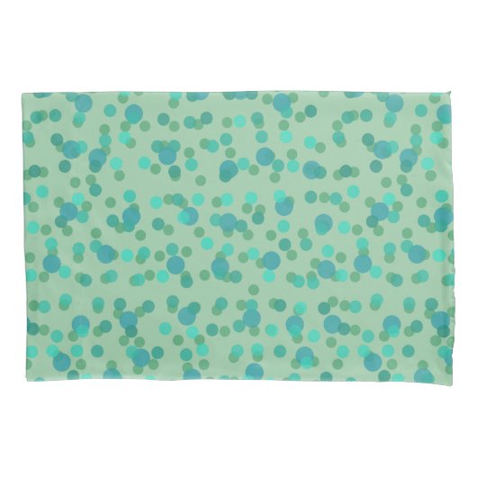 spring rain, aqua forest and sea green dots 枕カバー (正面)