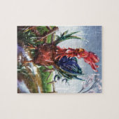Spring Rain Rooster Illustration Jigsaw Puzzle ジグソーパズル (横)