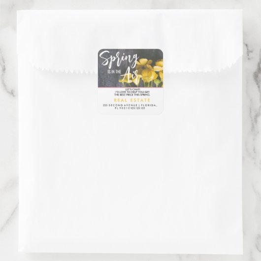 Spring Real Estate Marketing Postcard | Custom Age スクエアシール (バッグ)