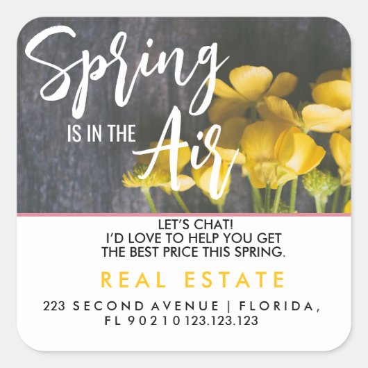 Spring Real Estate Marketing Postcard | Custom Age スクエアシール (正面)