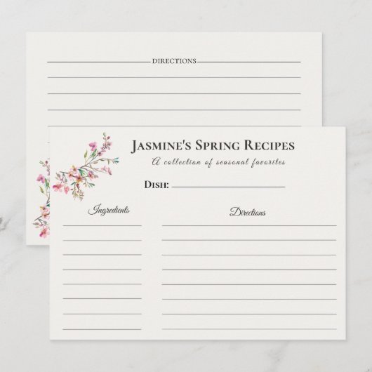 Spring Recipe Card Floral Seasonal Kitchen  案内状 (正面/裏面)