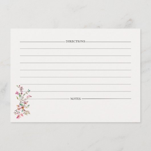 Spring Recipe Card – Watercolor Blossoms 案内状 (裏面)