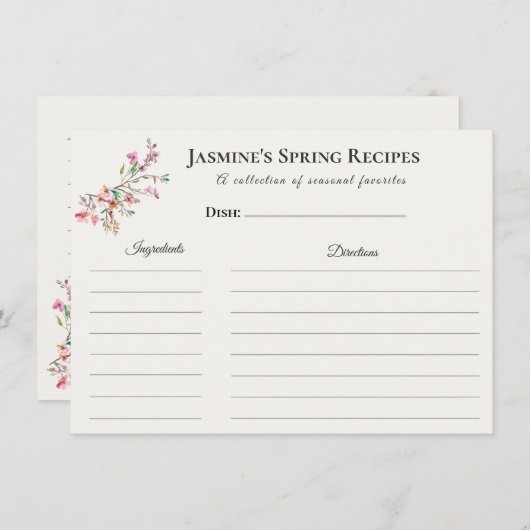 Spring Recipe Card – Watercolor Blossoms 案内状 (正面/裏面)