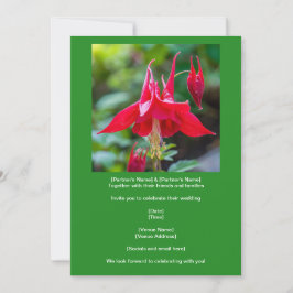Spring Red Columbine Native Flower on Green  招待状