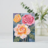 Spring Roses | Floral Watercolor Painting Flower ポストカード (スタンド正面)