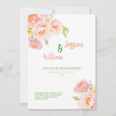 Spring Roses Pink Gold foil Wedding Invitation 招待状 (正面)