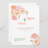 Spring Roses Pink Gold foil Wedding Invitation 招待状 (正面/裏面)