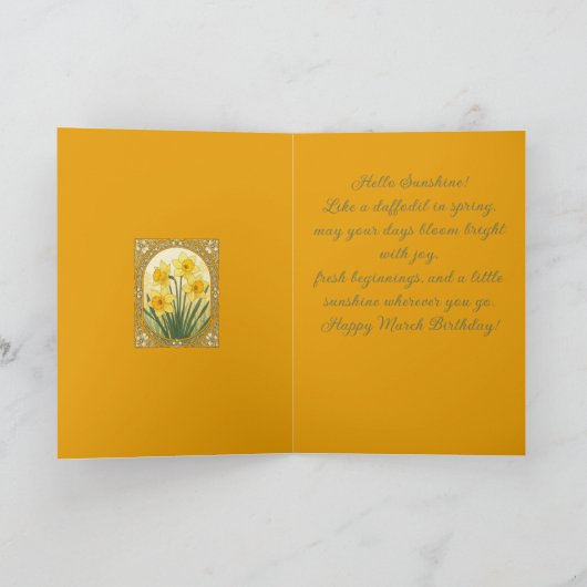 Spring’s First Smile The March Daffodil カード (内部)