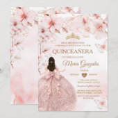 Spring Sakura Quinceañera Sweet 16 Cherry blossom 招待状 (正面/裏面)