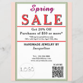 Spring Sale Blush Pink Sage Green BACKSIDE Heart チラシ (正面)