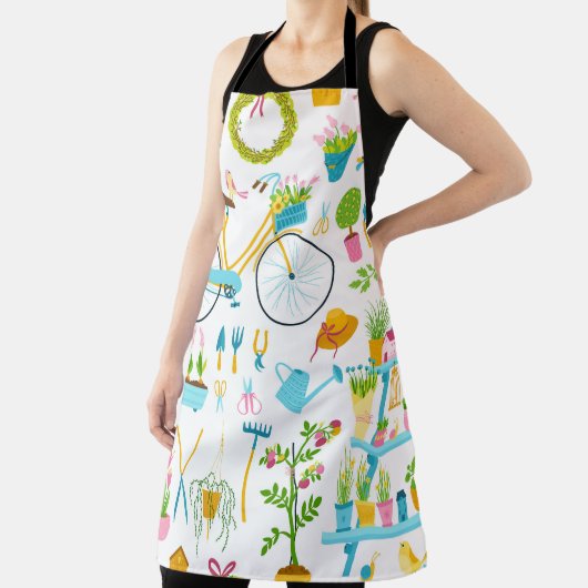 Spring seamless pattern in simple hand-drawn carto エプロン (インサイチュ)