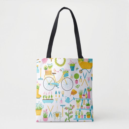 Spring seamless pattern in simple hand-drawn carto トートバッグ (正面)