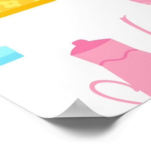 Spring seamless pattern in simple hand-drawn carto ポスター (角)