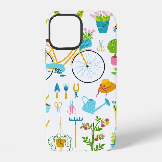 Spring seamless pattern in simple hand-drawn carto iPhoneケース (裏面)