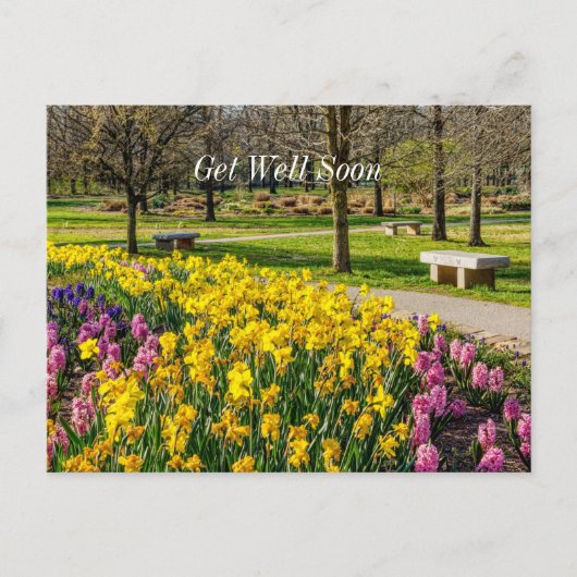 Spring Season Flower Garden Get Well Soon ポストカード (正面)