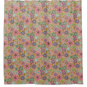 Spring Season Retro Flower Colors Seamless Pattern シャワーカーテン (正面)