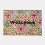 Spring Season Retro Flower Colors Seamless Pattern ドアマット (正面)