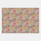 Spring Season Retro Flower Colors Seamless Pattern ラッピングペーパーシート (正面)