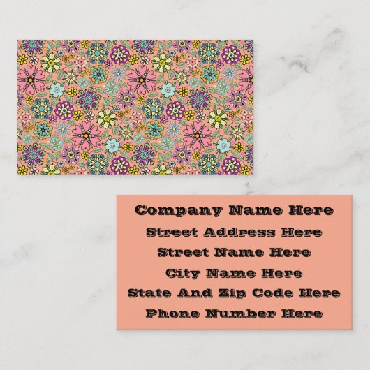 Spring Season Retro Flower Colors Seamless Pattern 名刺 (正面/裏面)