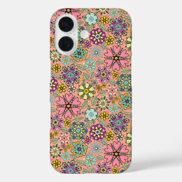 Spring Season Retro Flower Colors Seamless Pattern iPhone 16ケース