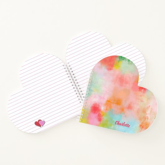 Spring Spark -  Pink Coral - Name or Monogram ノートブック (内部)