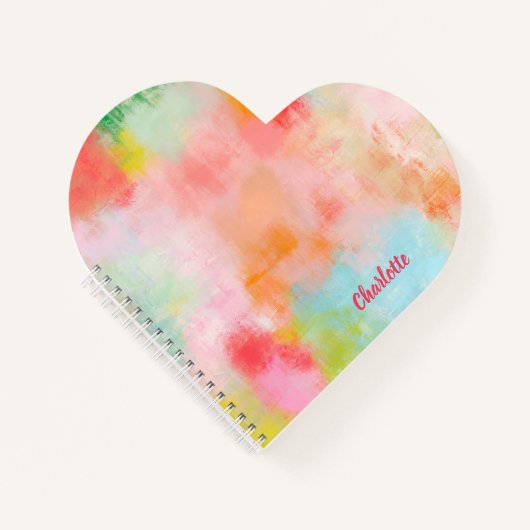 Spring Spark -  Pink Coral - Name or Monogram ノートブック (正面)