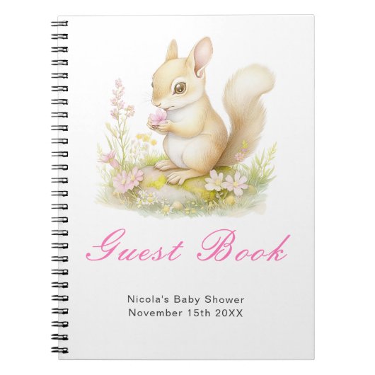 Spring Squirrel Baby Shower Guest Book ノートブック (正面)