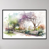 Spring Strolling in The Park Watercolor ポスター (正面)